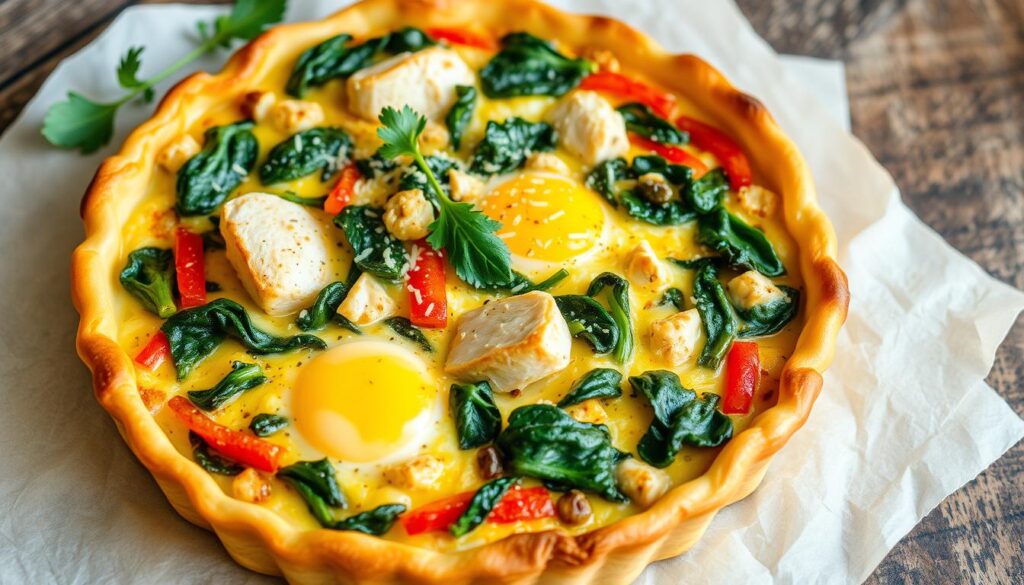 Crustless Quiche with Chicken and Eggs