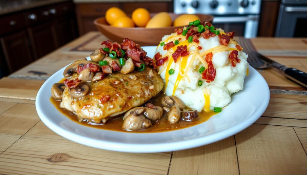 Hunter's Chicken with Loaded Mashed Potatoes