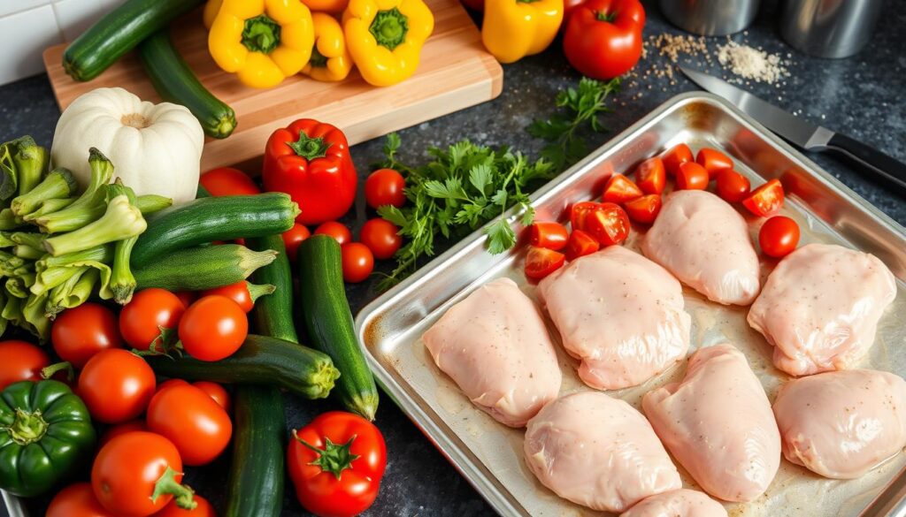 Sheet Pan Dinner Preparation