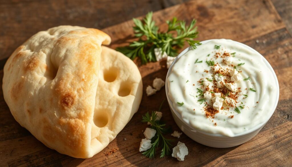tzatziki sauce with pita bread